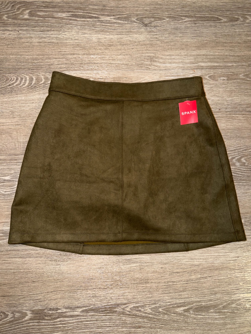 NWT Spanx Olive Faux Suede Mini Skirt